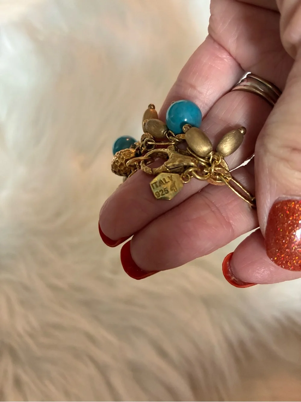 Etrusca Charm Bracelet with Turquoise Beads